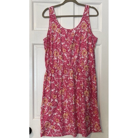 Lilly Pulitzer Dress XL Kori Fish Pink Chum Bucket Defined Waist Tank Preppy - Picture 4 of 8